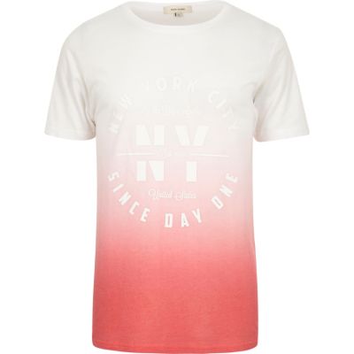 Red faded New York print t-shirt